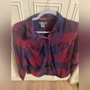 Navy blue and burgundy red flannel shirt women’s
